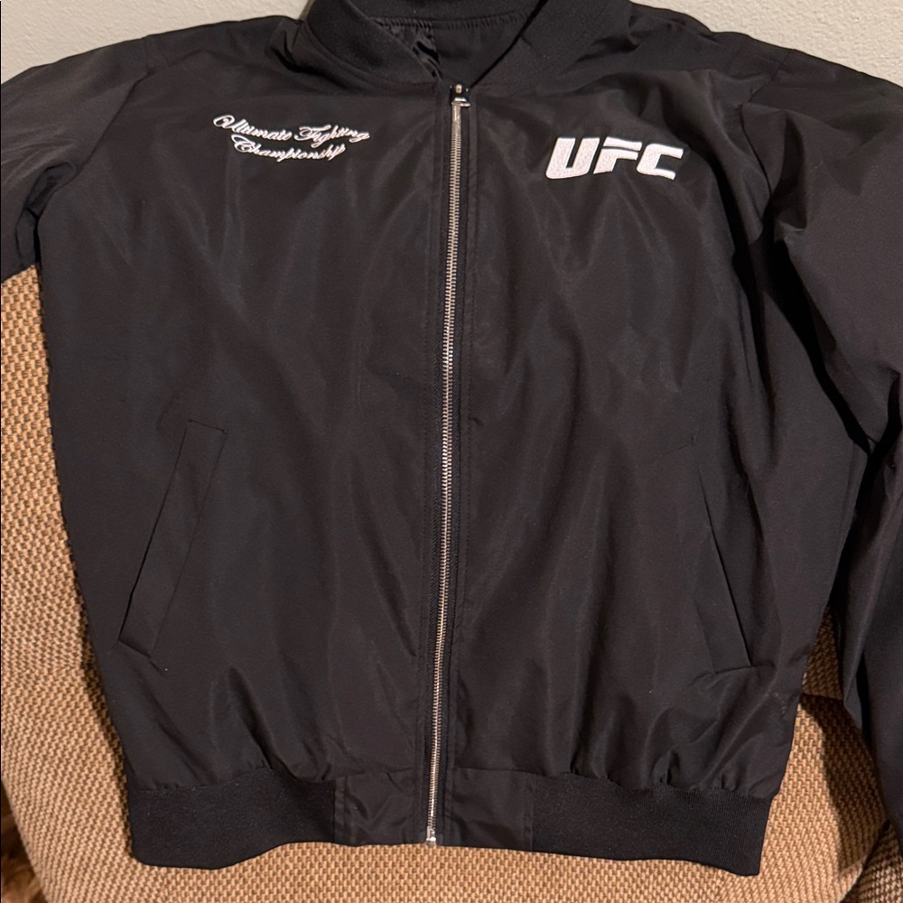 UFC Black Bomber Jacket with White Chest Logo
